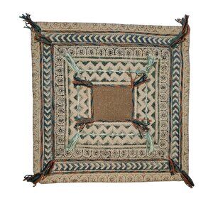Vintage Surya‎ Square Decorative Pillow Cover With Tassels & Zipper Closure 18"
